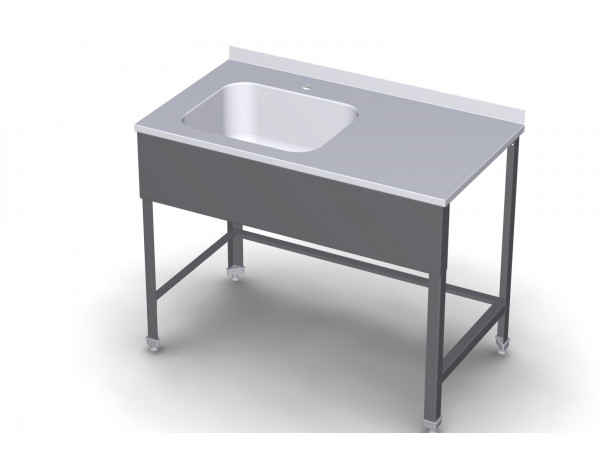 Стол с моечной ванной СМВ, серия ЭКОНОМ, левое расположение ванны, без полки