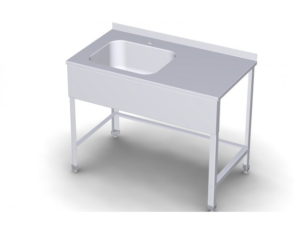 Стол с моечной ванной СМВ, серия ПРОФИ, левое расположение ванны, без полки